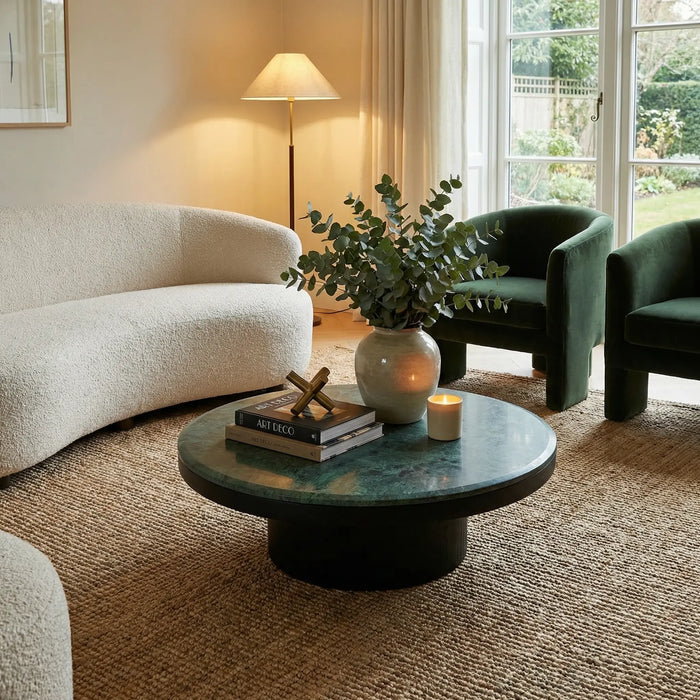Miyo Coffee Table With Marble Top - Green & Black