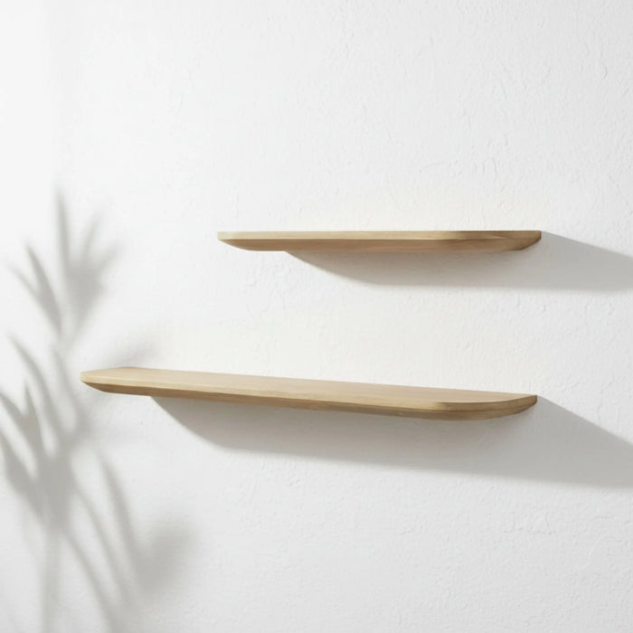 Naza Wooden Wall Shelf, Set Of 2 - White Washed