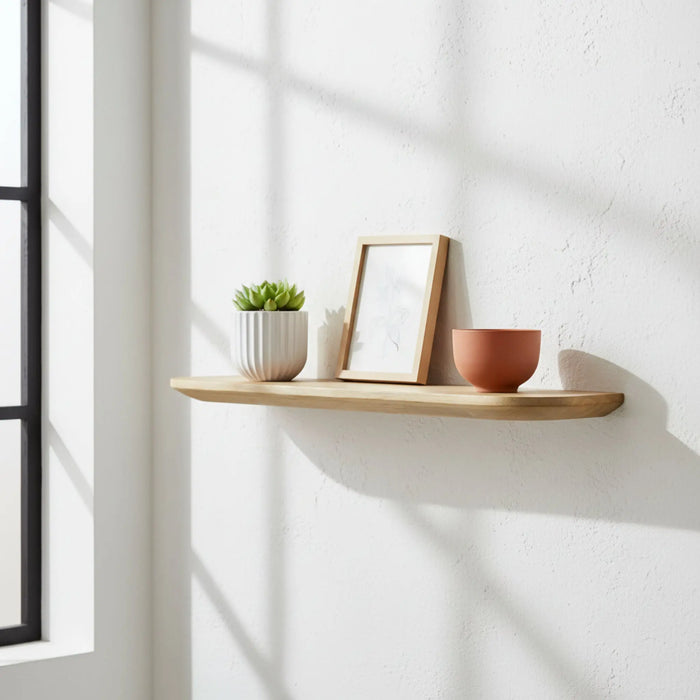 Naza Wooden Wall Shelf, Set Of 2 - White Washed