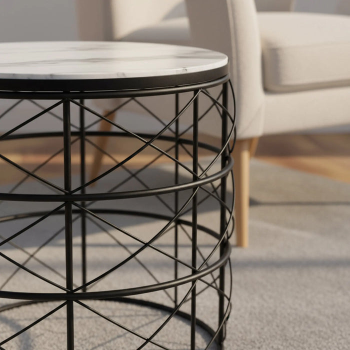 Nest Marble Side Table - Black & White
