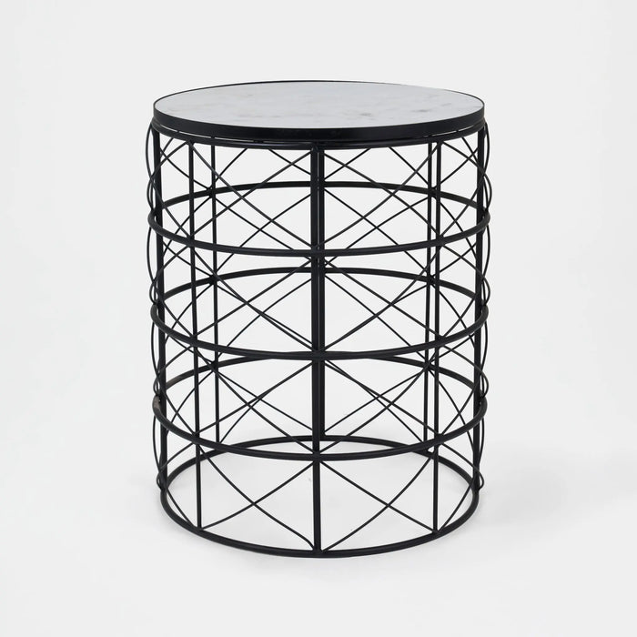 Nest Marble Side Table - Black & White