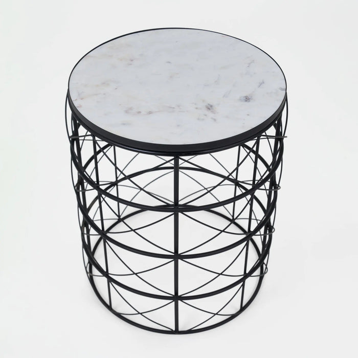 Nest Marble Side Table - Black & White