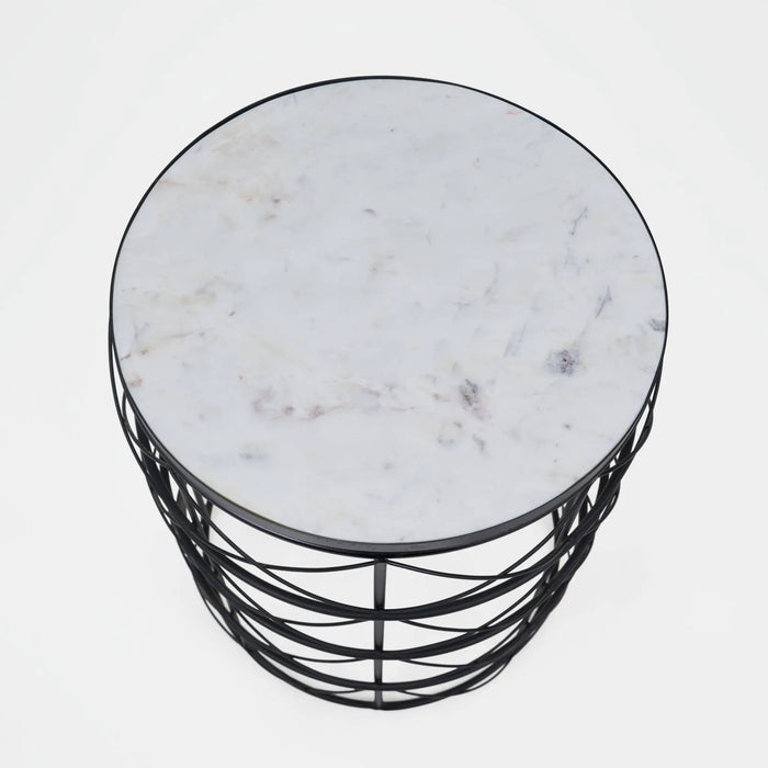 Nest Marble Side Table - Black & White
