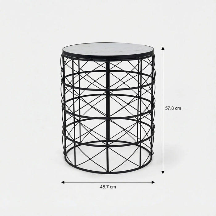 Nest Marble Side Table - Black & White