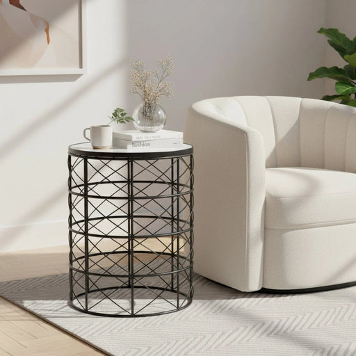 Nest Marble Side Table - Black & White Homelves