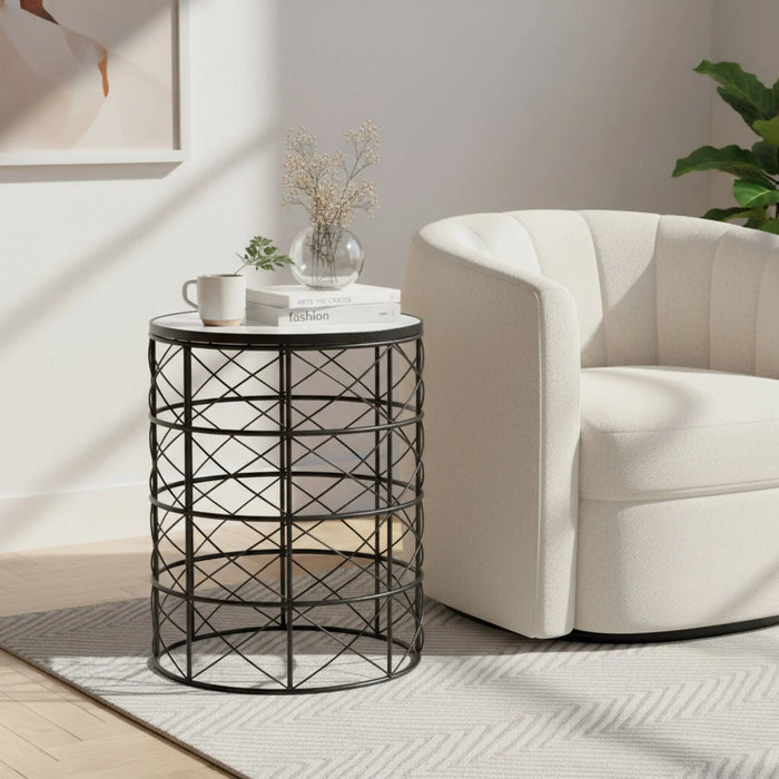 Nest Marble Side Table - Black & White