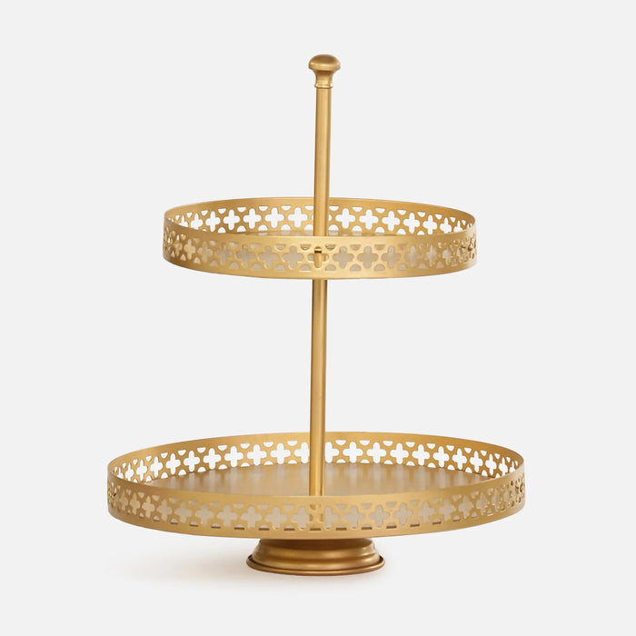 Nish 2-Tier Oval Serving Stand - Gold