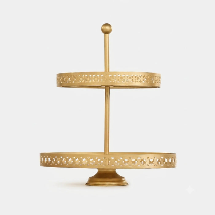 Nish 2-Tier Round Cake Stand - Gold