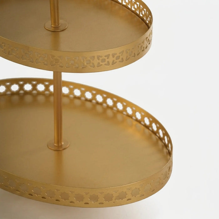 Nish 2-Tier Round Cake Stand - Gold