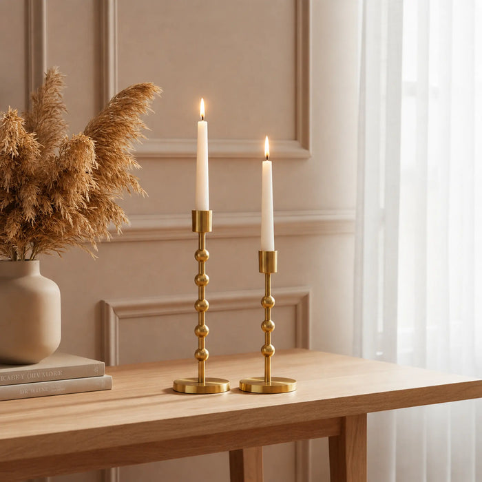 Nodes Metal Candle Holders, Set of 2 - Gold