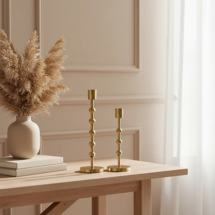 Nodes Metal Candle Holders, Set of 2 - Gold
