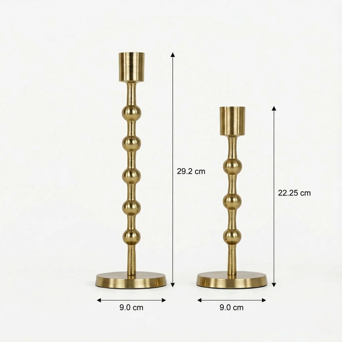 Nodes Metal Candle Holders, Set of 2 - Gold