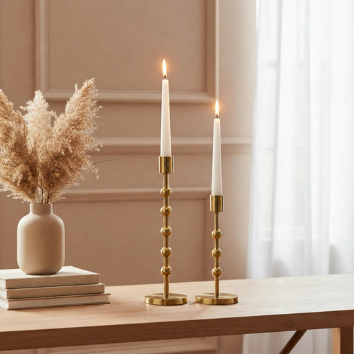 Nodes Metal Candle Holders, Set of 2 - Gold Homelves