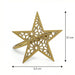 Gold star-shaped ring with cut-out design and measurements on a white background