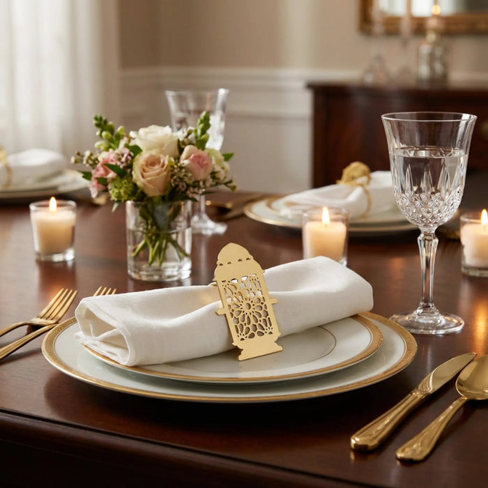 Noor 3 Piece Lantern Napkin Ring - Gold Homelves