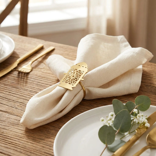 Noor 3 Piece Lantern Napkin Ring - Gold Homelves