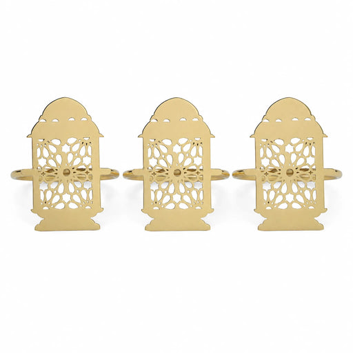 Noor 3 Piece Lantern Napkin Ring - Gold Homelves