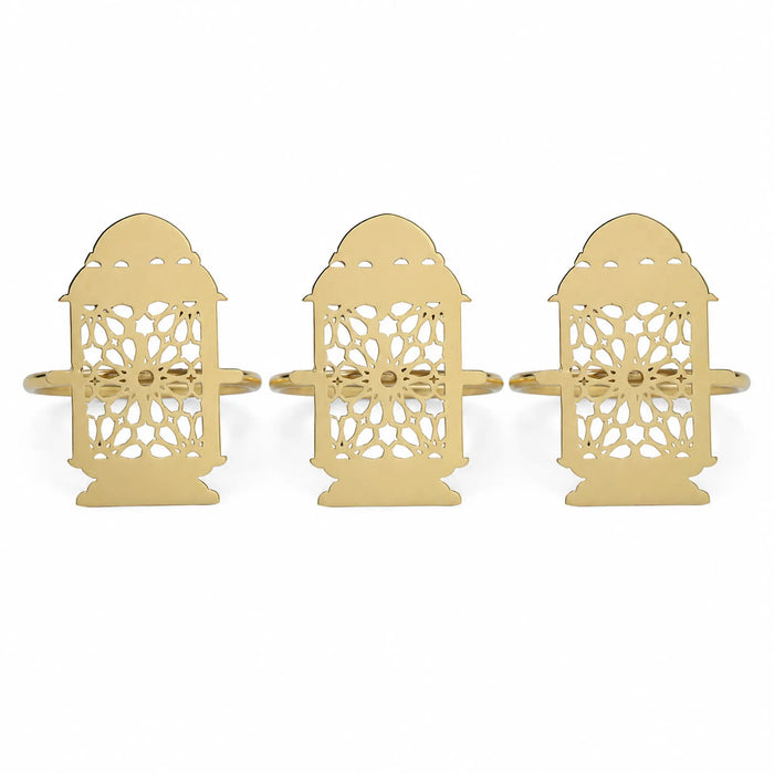 Noor 3 Piece Lantern Napkin Ring - Gold Homelves