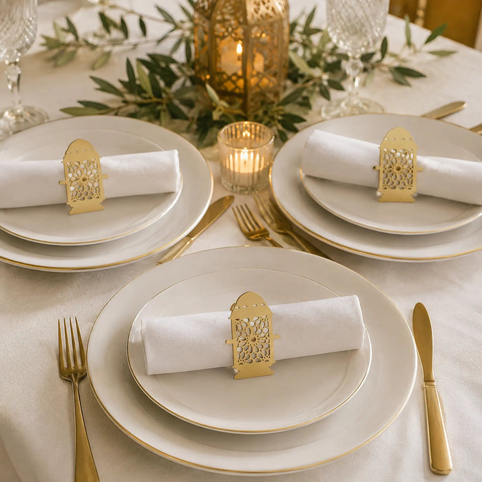 Noor 3 Piece Lantern Napkin Ring - Gold Homelves