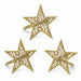 Three gold star-shaped decorative items on a white background