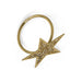 Gold ring with star-shaped design on a white background