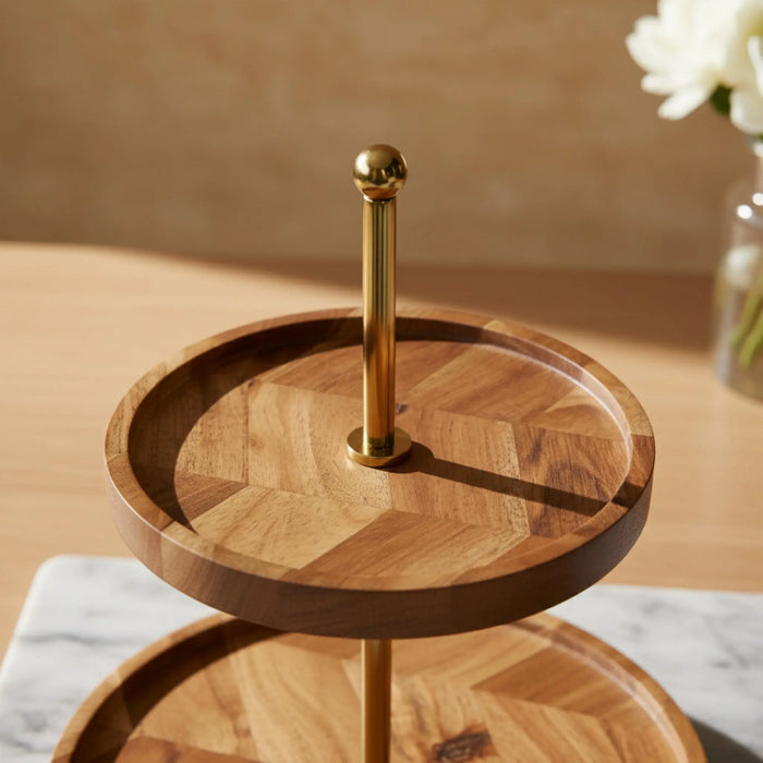 Nosh 3-Tier Wooden Cake Stand - Natural