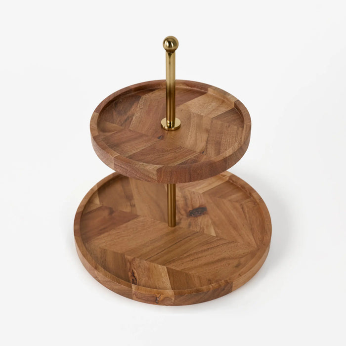 Nosh 2-Tier Wooden Cake Stand - Natural