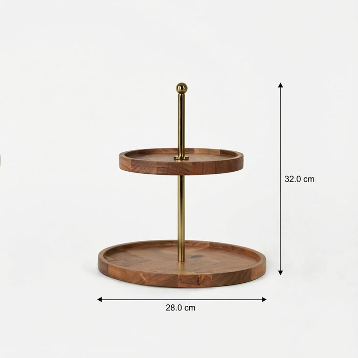 Nosh 2-Tier Wooden Cake Stand - Natural
