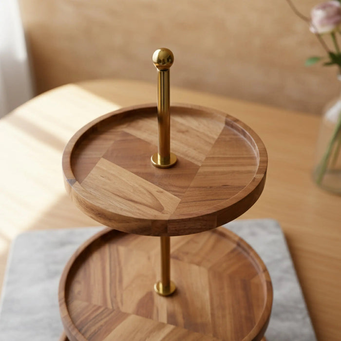 Nosh 3-Tier Wooden Cake Stand - Natural