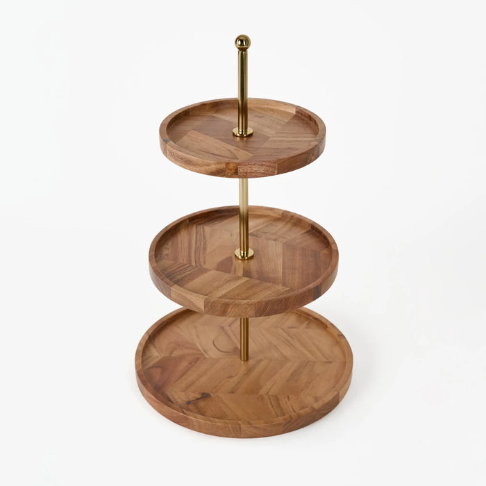 Nosh 3-Tier Wooden Cake Stand - Natural
