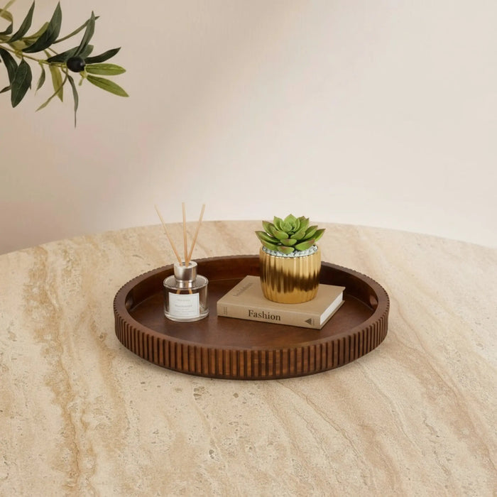 Oakra Wooden Platter, Brown