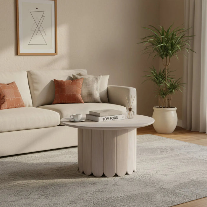 Olan Scallop Coffee Table - Whitewash