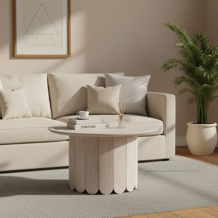 Olan Scallop Coffee Table - Whitewash