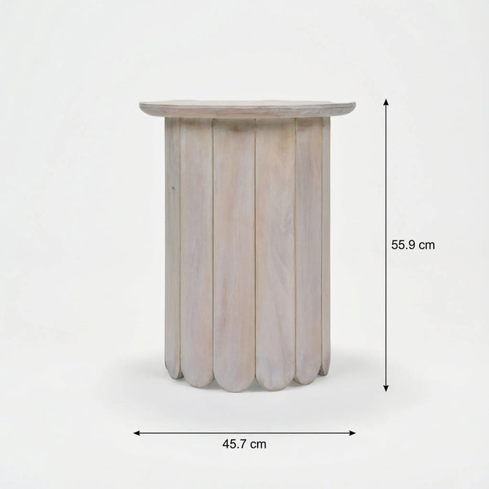 Olan Scallop Side Table - Whitewash