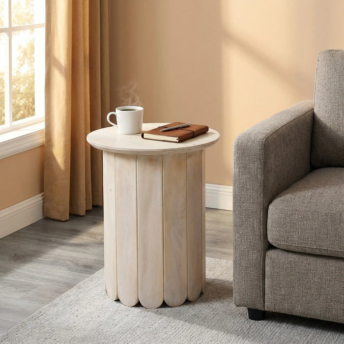 Olan Scallop Side Table - Whitewash