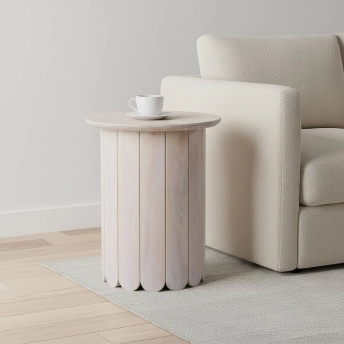 Olan Scallop Side Table - Whitewash