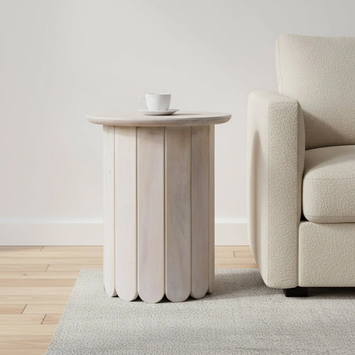 Olan Scallop Side Table - Whitewash