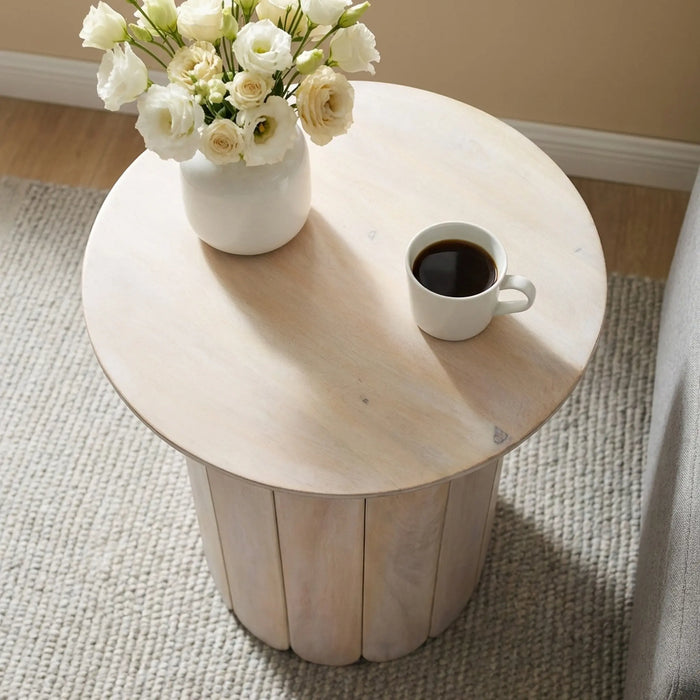 Olan Scallop Side Table - Whitewash
