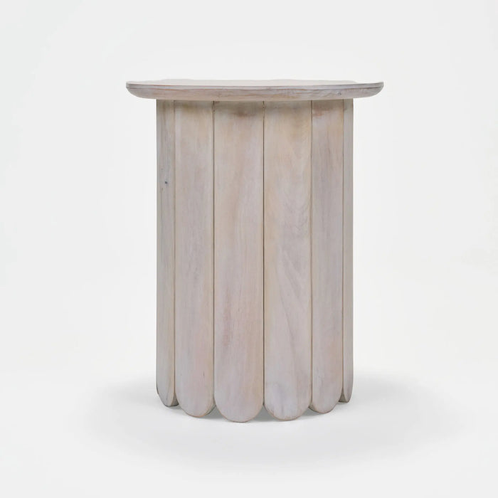 Olan Scallop Side Table - Whitewash