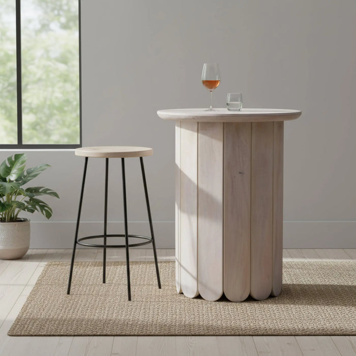 Olan Scallop Tall Table - Whitewashed