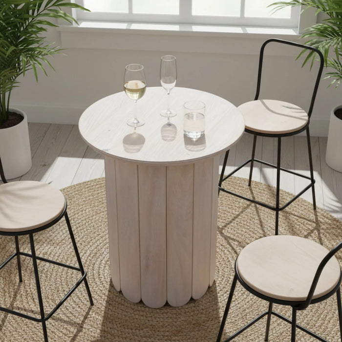 Olan Scallop Tall Table - Whitewashed
