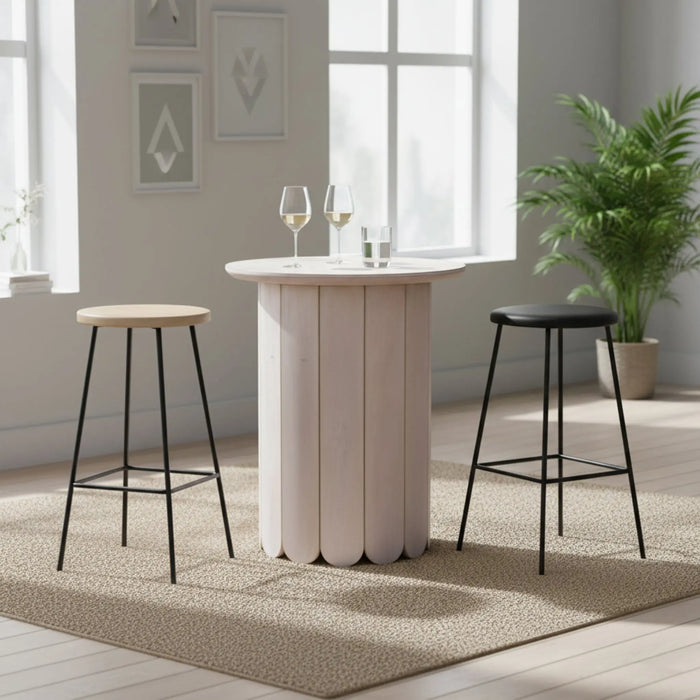 Olan Scallop Tall Table - Whitewashed