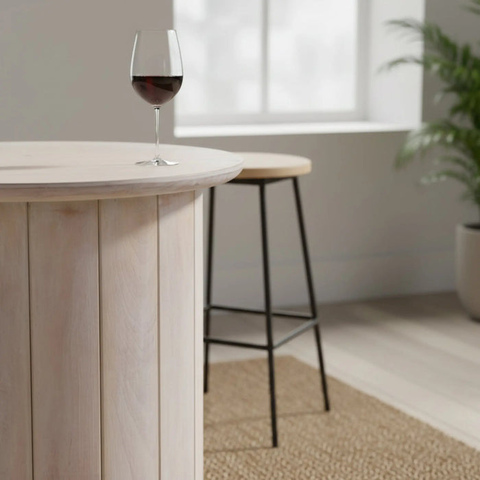 Olan Scallop Tall Table - Whitewashed