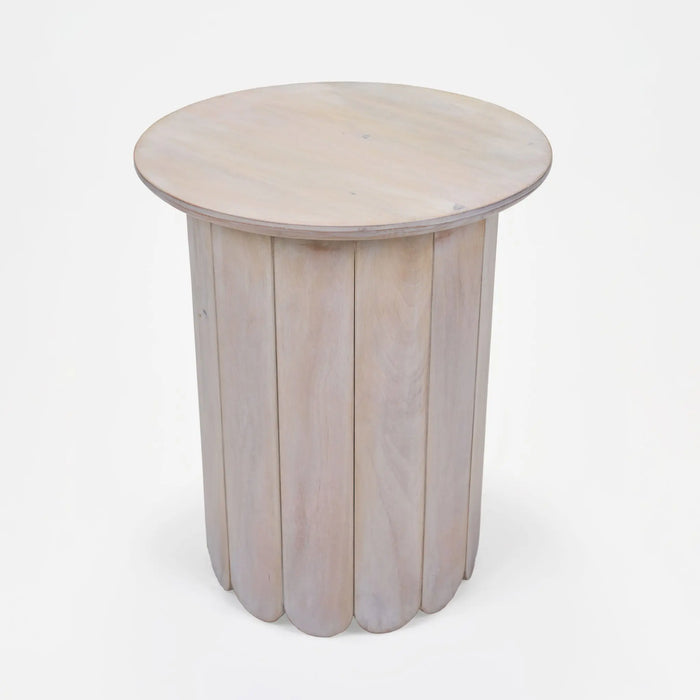 Olan Scallop Tall Table - Whitewashed