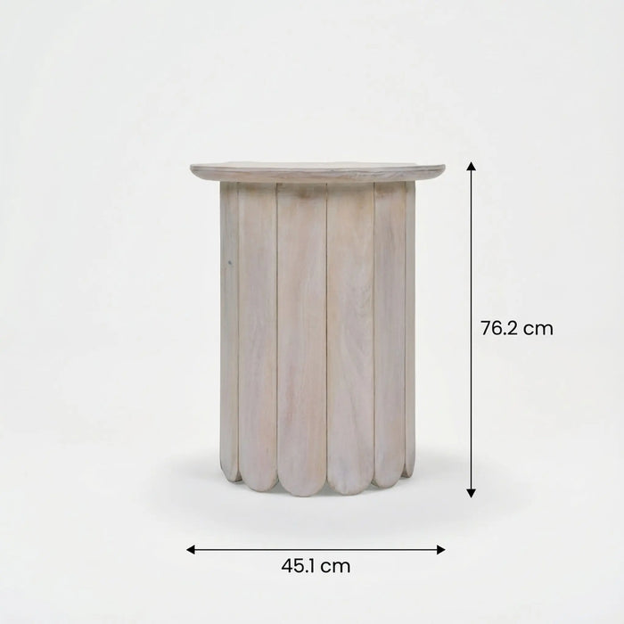 Olan Scallop Tall Table - Whitewashed