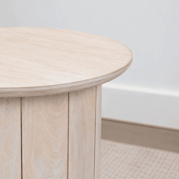 Olan Wooden Scallop Bedside Table, Set of 2 - Whitewash