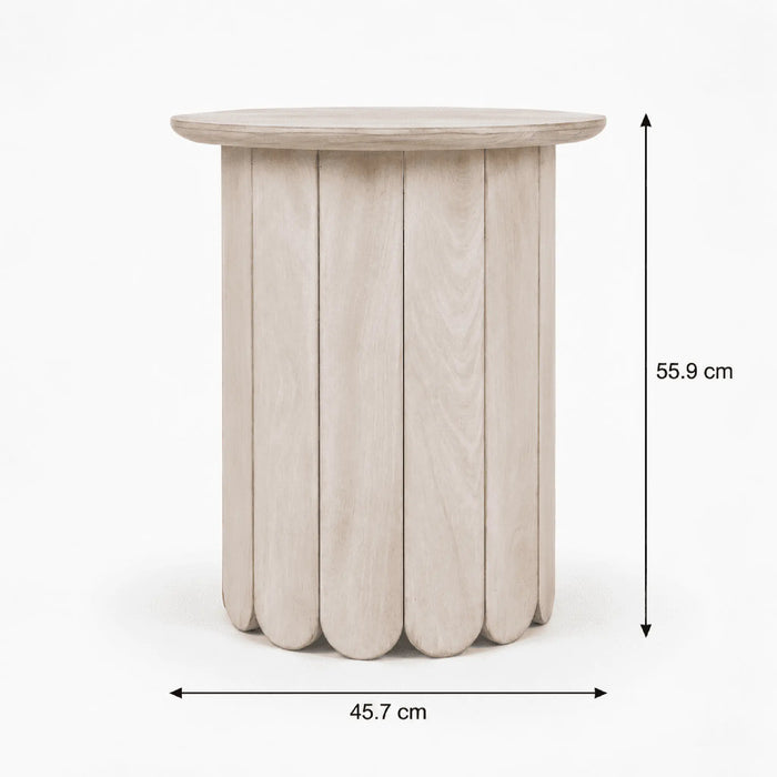 Olan Wooden Scallop Bedside Table, Set of 2 - Whitewash