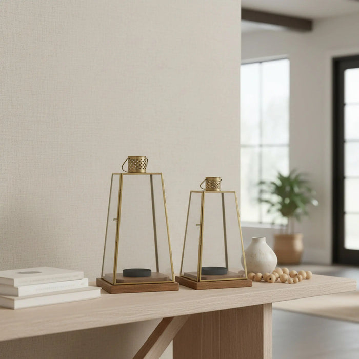 Oma Metal Lantern, Set Of 2 - Gold