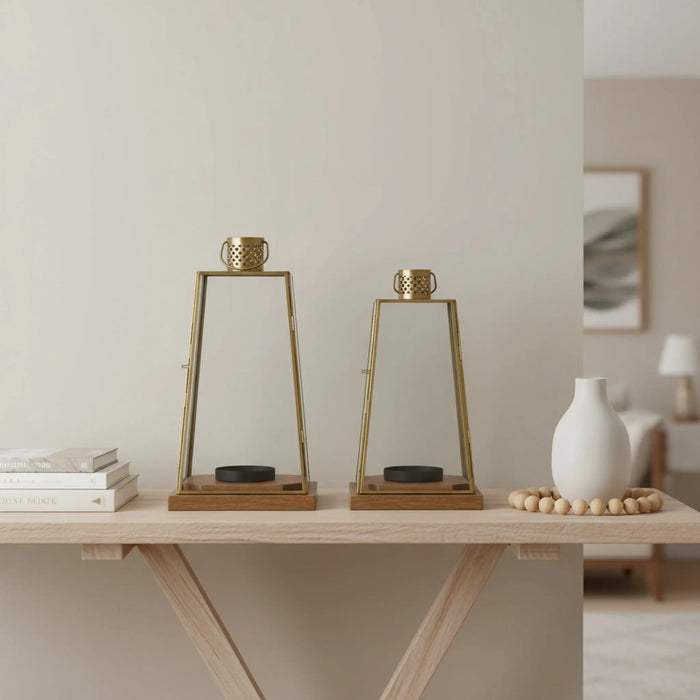 Oma Metal Lantern, Set Of 2 - Gold