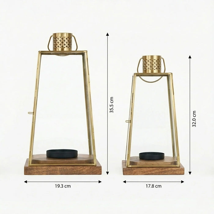 Oma Metal Lantern, Set Of 2 - Gold